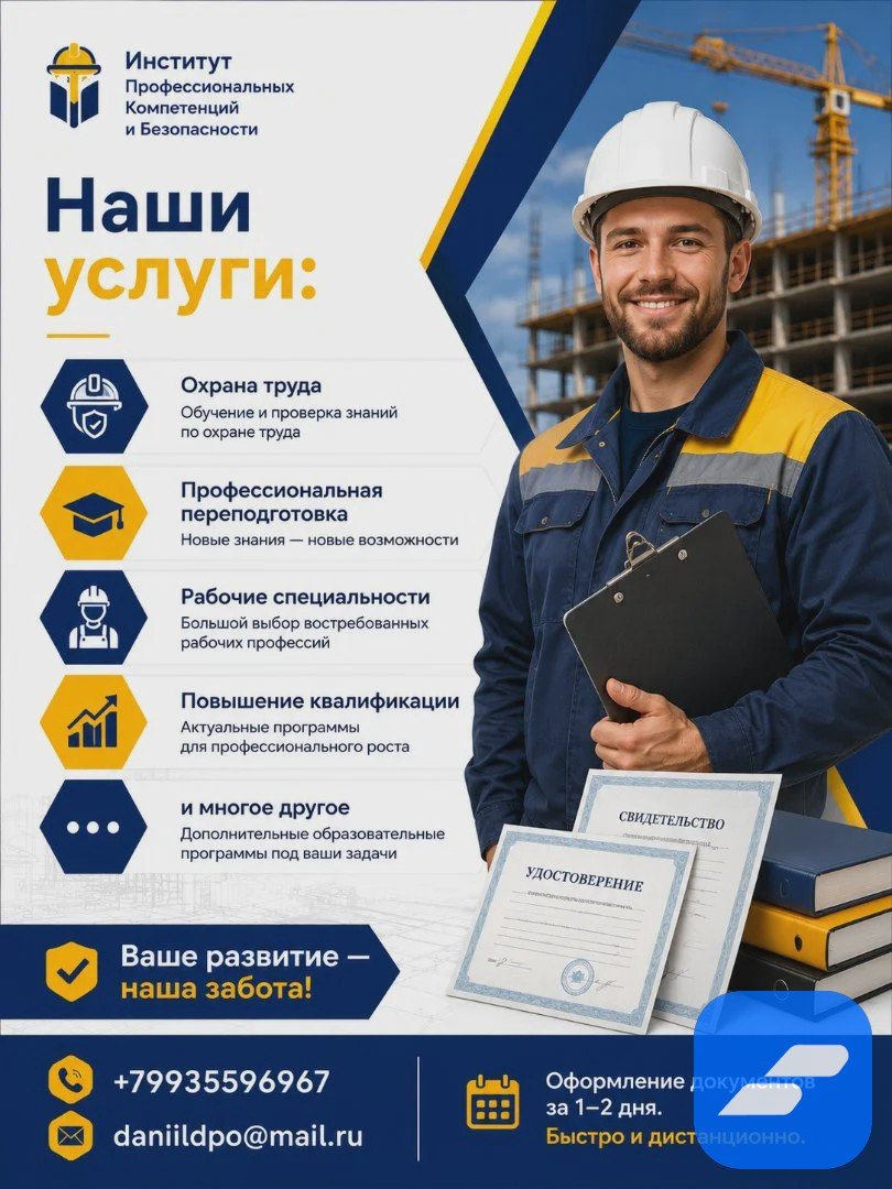 Присвоение Рабочей Специальности Строительство