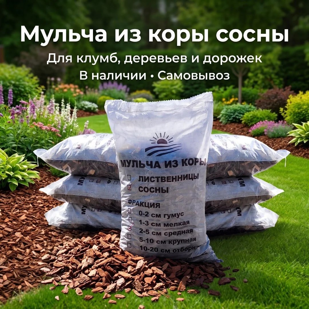Кора Мульча из Ангарской сосны