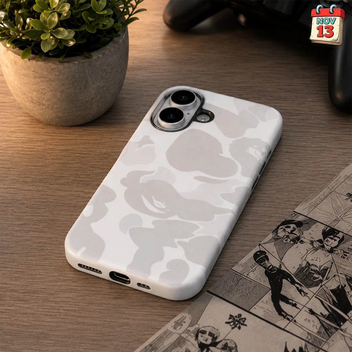 Чехол Варе на iPhone 16 (bape) white