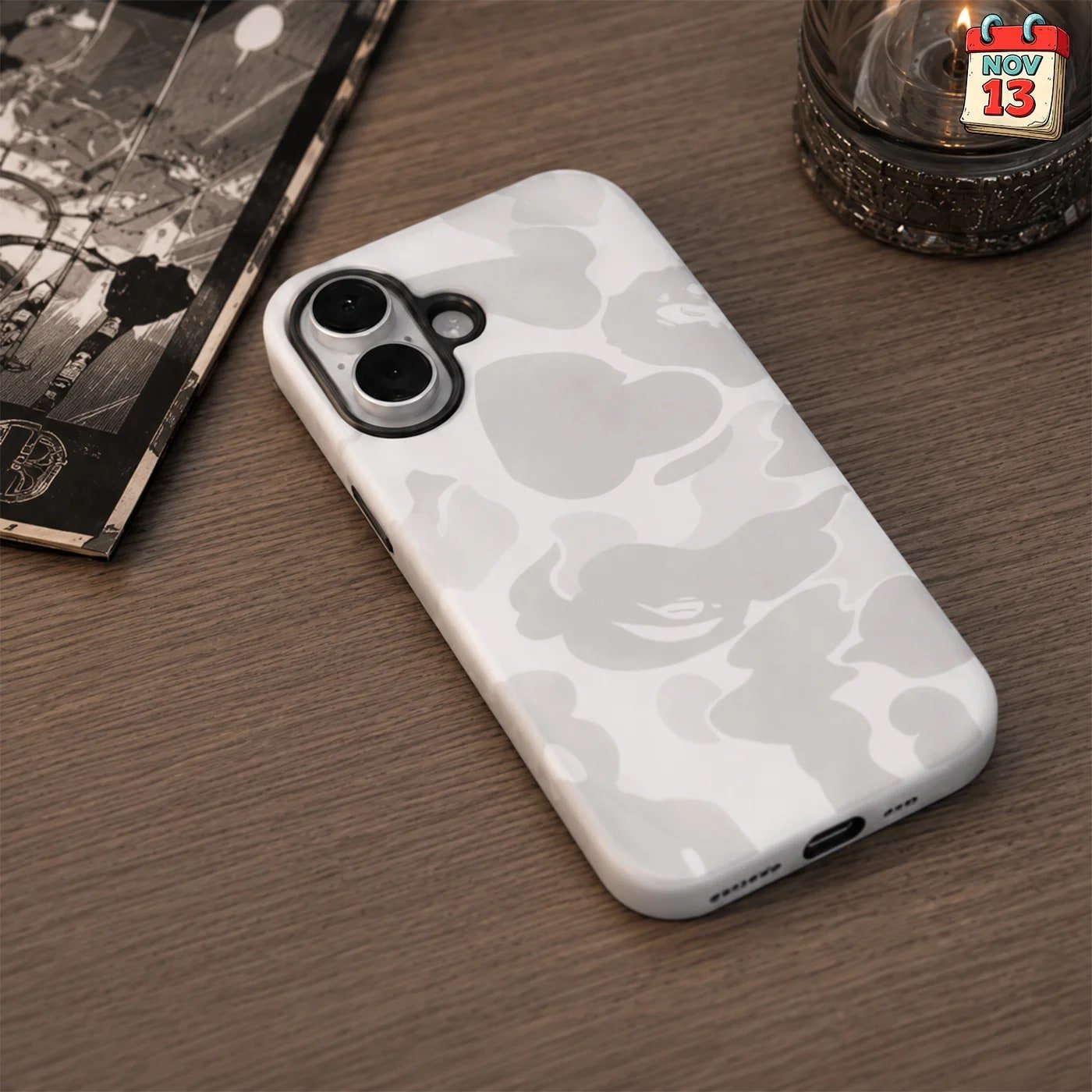 Чехол Варе на iPhone 16 (bape) white