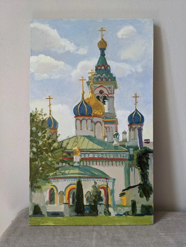 Картина маслом на холсте, Никольский храм, Москва