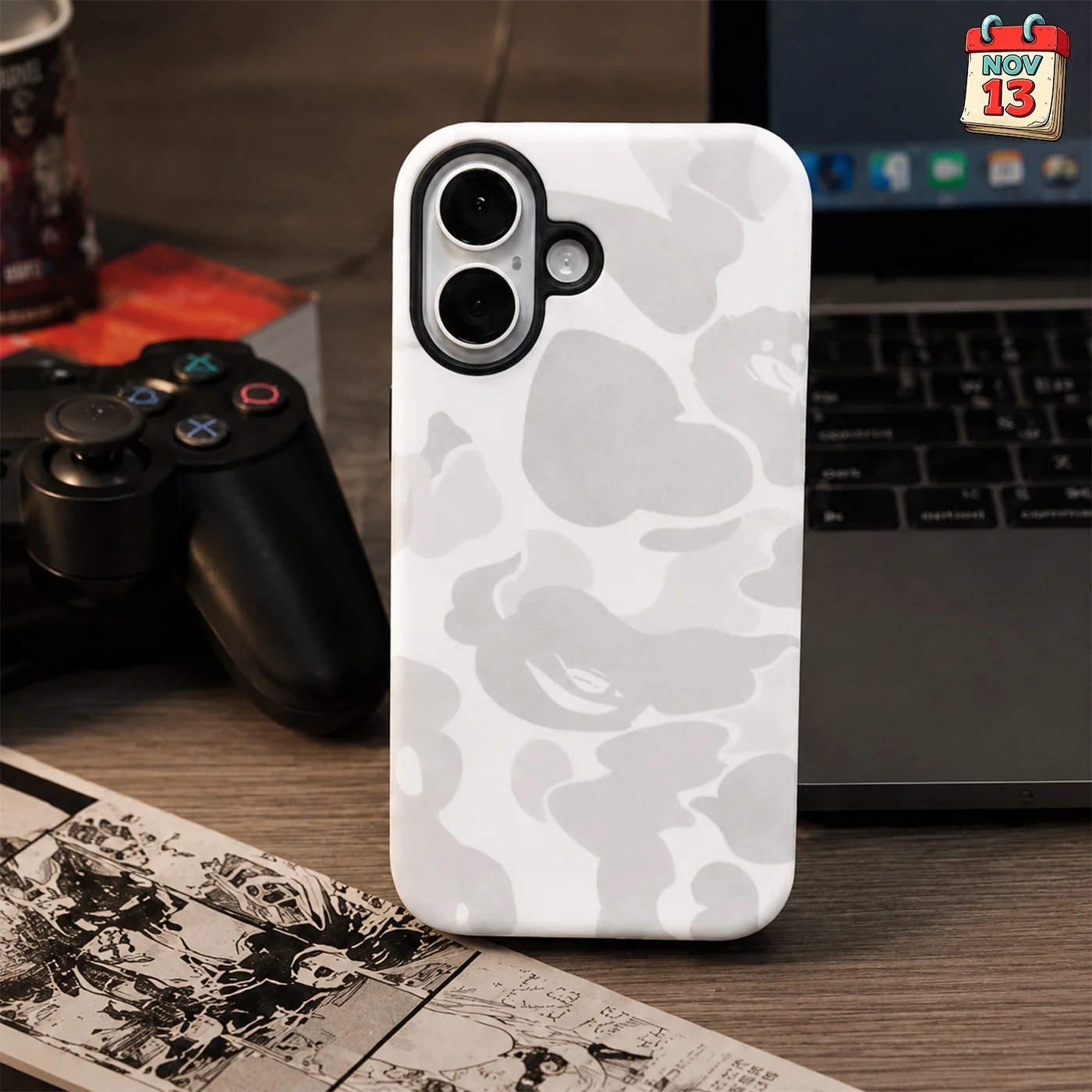 Чехол Варе на iPhone 16 (bape) white